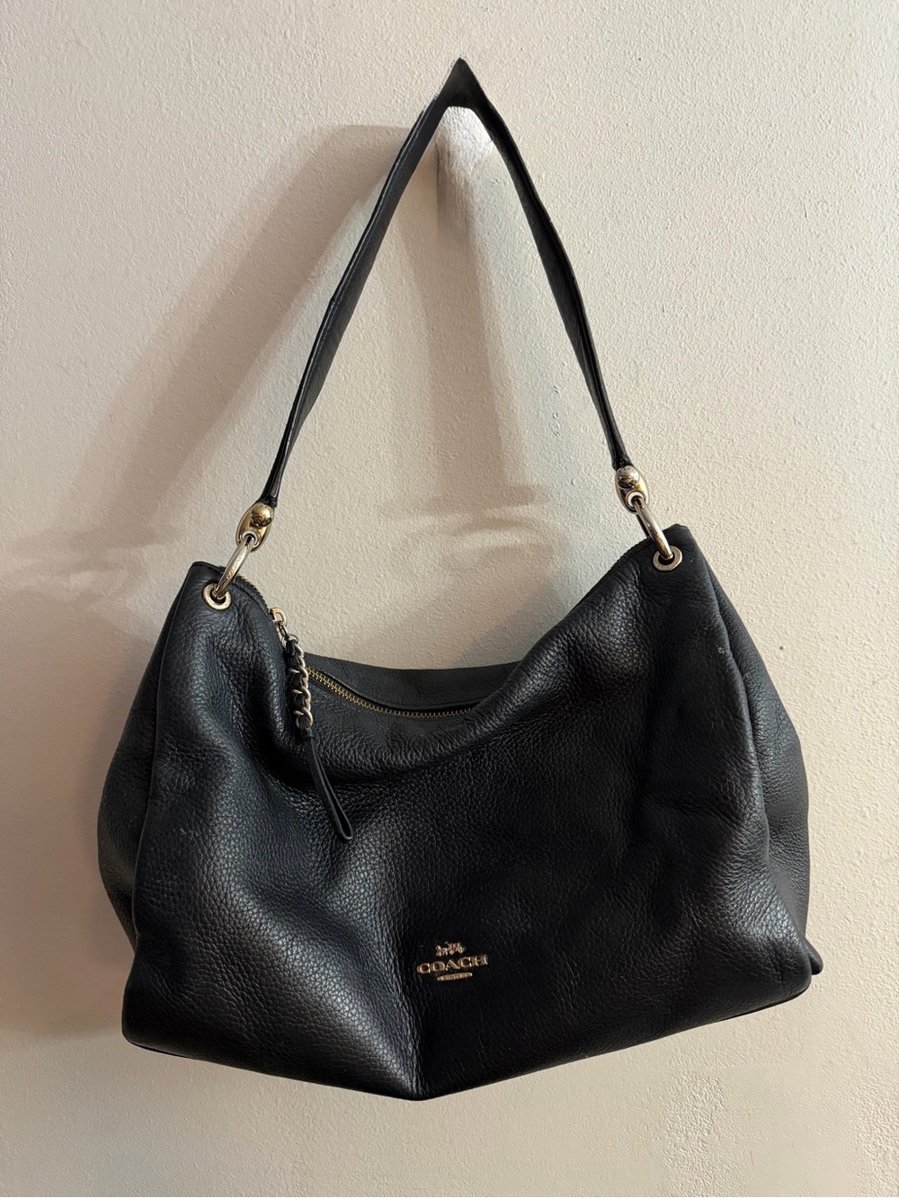 Coach Black Pebbled Leather Hobo with Gold Hardware